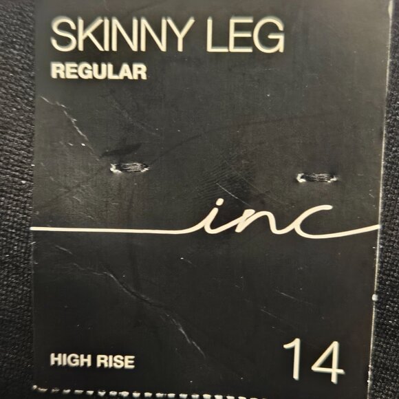 INC Black Pull On Skinny Leg Pants with Decoration Zippers on the side Size 14 - Picture 7 of 12